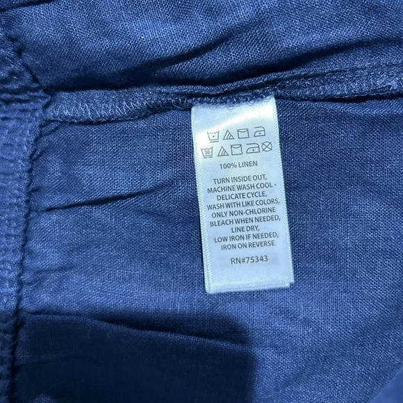 Sigrid Olsen Blue Wide Leg Linen Pants Women’s Size M Pull On NWT Loungewear - Picture 7 of 7